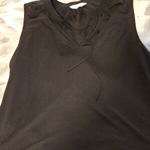 Nine West Black Lace-Up V-Neck Tank Top